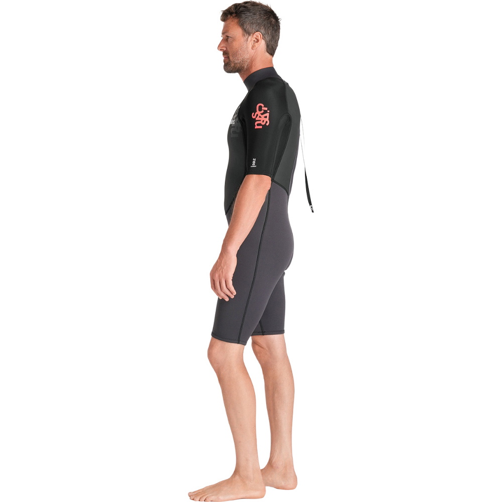 2026 C-Skins Mens Element 3/2mm Back Zip Shorty Wetsuit C-EL32SHM - Anthracite / Black / Neon Flare